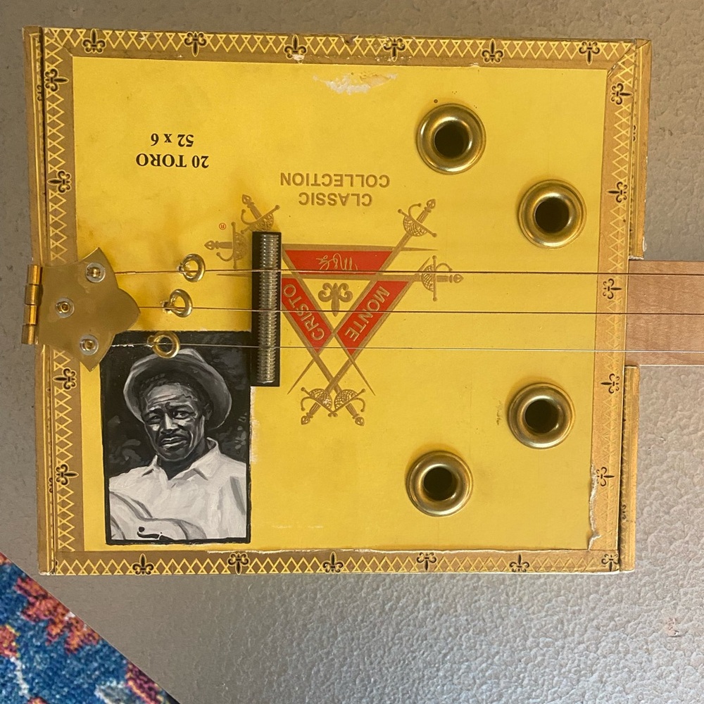 Unique Yellow Cigar Box Guitar